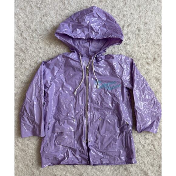 Vintage California Raisins 1987 Purple 100% Vinyl Rain Coat Jacket Kids Sz 5 - Picture 2 of 13